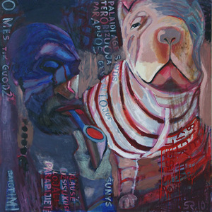 "You do not put a muzzle on a friend", 2010. Oil on cotton 100 x 100