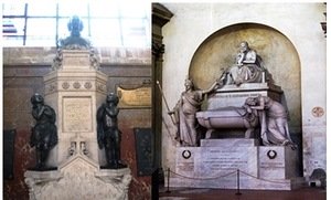 From the left: Tomb of Abbot Charles–Michel de l'Épée, L’église Saint–Roch, Paris, France; cenotaph of the poet Dante Alighieri, 1830, St. Cross Church, Florence, Italy. Photos by the author 