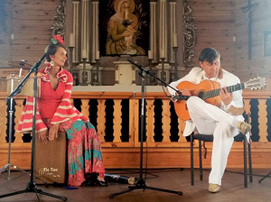 Valerio Chaconas ir Xenia Chacon koncerte „Misa Flamenca“. Pažaislio muzikos festivalio org. archyvo nuotr.