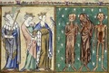 “A Story about Three Dead and Three Alive Persons”. Psalm Book of Roberto from Lille, 1310, France.