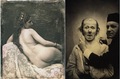 Iš kairės: Anonimas (prancūzas?), ,,Odaliska,“ 1840 m., degerotipas.; Guillaume Duchenne de Boulogne atlieka paciento veido elektro-stimuliacijos eksperimentus, XIX a.