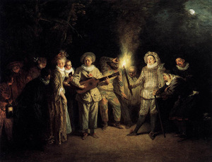 Jean-Antoine Watteau. “Italian Theatre”, 1717, State Berlin Museum, Germany