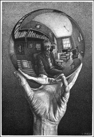 M. C. Eschero autoportretas sferiniame veidrodyje. Nuotrauka iš www.retronaut.com