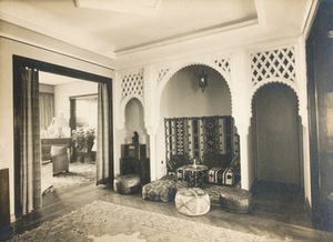 The synthesis of East and West in the interwar period residential interior. The place for relaxation at the lounge of Aleksandra Iljinienė flat, 1934, Kaunas. Photo from KVB RS.