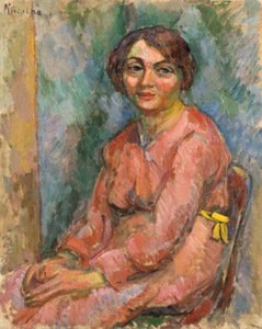 M. Kikoinas, „Mergina rožiniu apdaru“, 1918 m., MutualArt.com