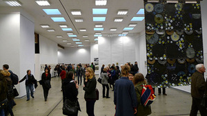 Opening moments. On the right - spatial work by Aistė Ramūnaitė. Greta Grendaitė photograph