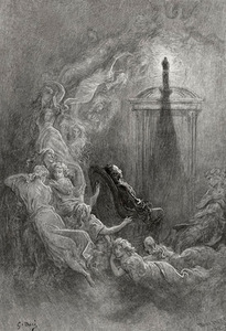 G. Doré illustration for E. A. Po poem "Raven", 1884.