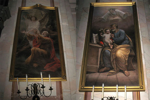 E. M. Andriolis. "St. Peter's miraculous liberation from prison" and "St. Joseph the Fiance" 1891–1892, Kaunas St. Apostles' Peter and Paul Archcathedral Basilica. Photo belongs to the author.