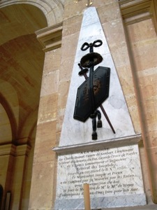 Memorial board of the General Leutenant Charles–Benoît, comte de Guibert, L'Eglise Saint–Louis des Invalides, Paris, France. Photo by the author