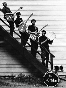 The band Kertukai in Palanga, KPI rest-house, 1968: G. Jurgilas, V. Juronis, S. Lukošius, A. Tatarskis (from personal archive of V. Juronis)