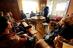 A meeting with inhabitants of wooden houses “Open Home”. Photo by R.Kilinskaitė