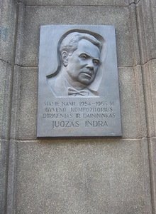 Memorial plaque for the composer, conductor and singer Juozas Indra