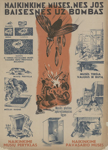 A. Vaičaitis. Poster "Kill flies because they are wors than bombs", the fourties, paper, colored print 50x70. Scanned by Edgaras Austinskas.
