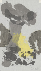 A. Vaičaitis. Abstraction. Japanese paper, monotype, watercolor, 46x26. Scanned by Edgaras Austinskas.