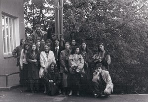 J. Naujalis Art School graduation. 1991 with the school principal D. Palukaitienė. Ramūnas Rastauskas photo.