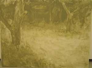 "Peizažas" (be stirnos) (linas, aliejus 112,5 x 150 cm, 2014)