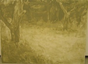 "Landscape" (without a roe) (linen, oil, 112.5 x 150 cm, 2014)