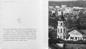 First two pages of Vilniaus Šiokiadieniai publication. Reproductions by Paulius Balčytis, photographed from the issue that belongs to Vilnius University Library