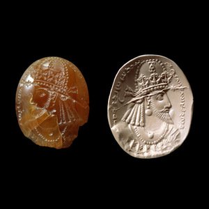 Karneolinis karaliaus Yazdagirdo II antspaudas, 450 m. pr. Kr., Iranas, Britų muziejus, Londonas, Didžioji Britanija