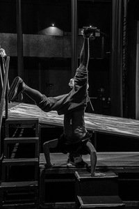 Moment of rehearsals of the performance “Barbora”. Photo by Tomas Kalinauskas