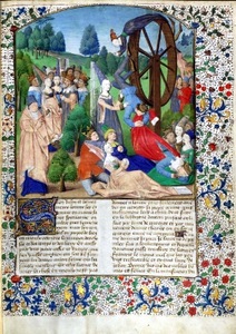 Giovanni Boccaccio, „De Casibus Virorum Illustrium“,  Fortūnos ratas, Paryžiaus leidimas, 1467 m.