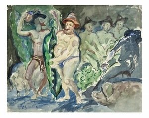 V. Klemka. Žirnių šventė. 1981, popierius, akvarelė, 50 x 62.