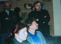 Diplominių darbų gynimai 2003 m. (Priekyje -- tapytojai A.Petrašiūnaitė ir P.Griušys, už jų stovi A.Vaitkūnas). 