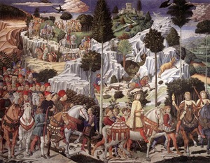 Benozzo Gozzoli. „Išminčių procesija“, 1459–1462 m., Medičių-Rikardžių rūmai, Florencija, Italija