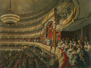 Mihály Zichy. „Pasirodymas Didžiajame teatre“, 1856 m., „Alexander II. Coronation Book of 1856“