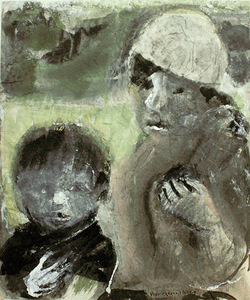 Z. Varnauskas. Iš ciklo „Motina ir vaikas“, pop. mišri tech., 35x25 cm, 1980 m.