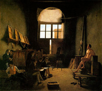 L. M. Cochereau. "Jean Louis David's studio", 1813. Louvre, Paris