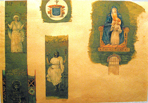 G. ir D. Fossati „Sofijos soboro rytinės arkos bei apsidės mozaikų eskizai“, 1847–1849 m., Esquisses et notes, ACit Lugano, Šveicarija