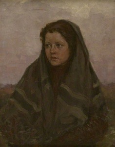 „Piemenaitė (Mergaitė su skara)“. 1912, aliejus, kartonas. 45x36 cm. Lietuvos dailės muziejus.