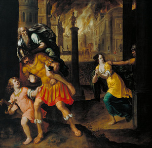 Henris Gibsas. „Enėjas bėga iš degančios Trojos“, 1654 m., Tate muziejus, Londonas, Didžioji Britanija