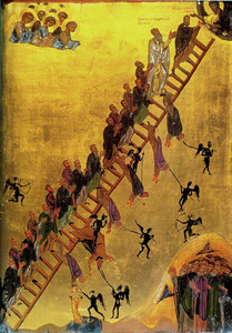 The Ladder to Heaven, end of 12th century, St. Catherine Monastery, Sinai, Egypt. The story of “The Ladder to Heaven” was made famous by St. John Climacus (7th century), who is pictured on the top of the ladder