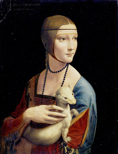 L. da Vinči. „Dama su šermuonėliu“, 1489–1490 m., Nacionalinis muziejus, Krokuva, Lenkija