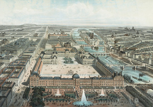 Charles Fichot „Tuileri ir Luvro rūmų kompleksas“, 1850 m. Kongreso biblioteka, JAV