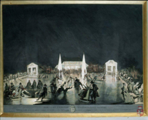 Ž. P. Norblinas. „Povonzkos – žaidimai ant ledo“. 1782 m. Nacionalinis muziejus, Krokuva, Lenkija